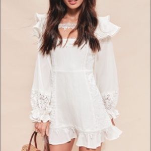 FOR LOVE AND LEMONS CREMA SILK LINEN DRESS